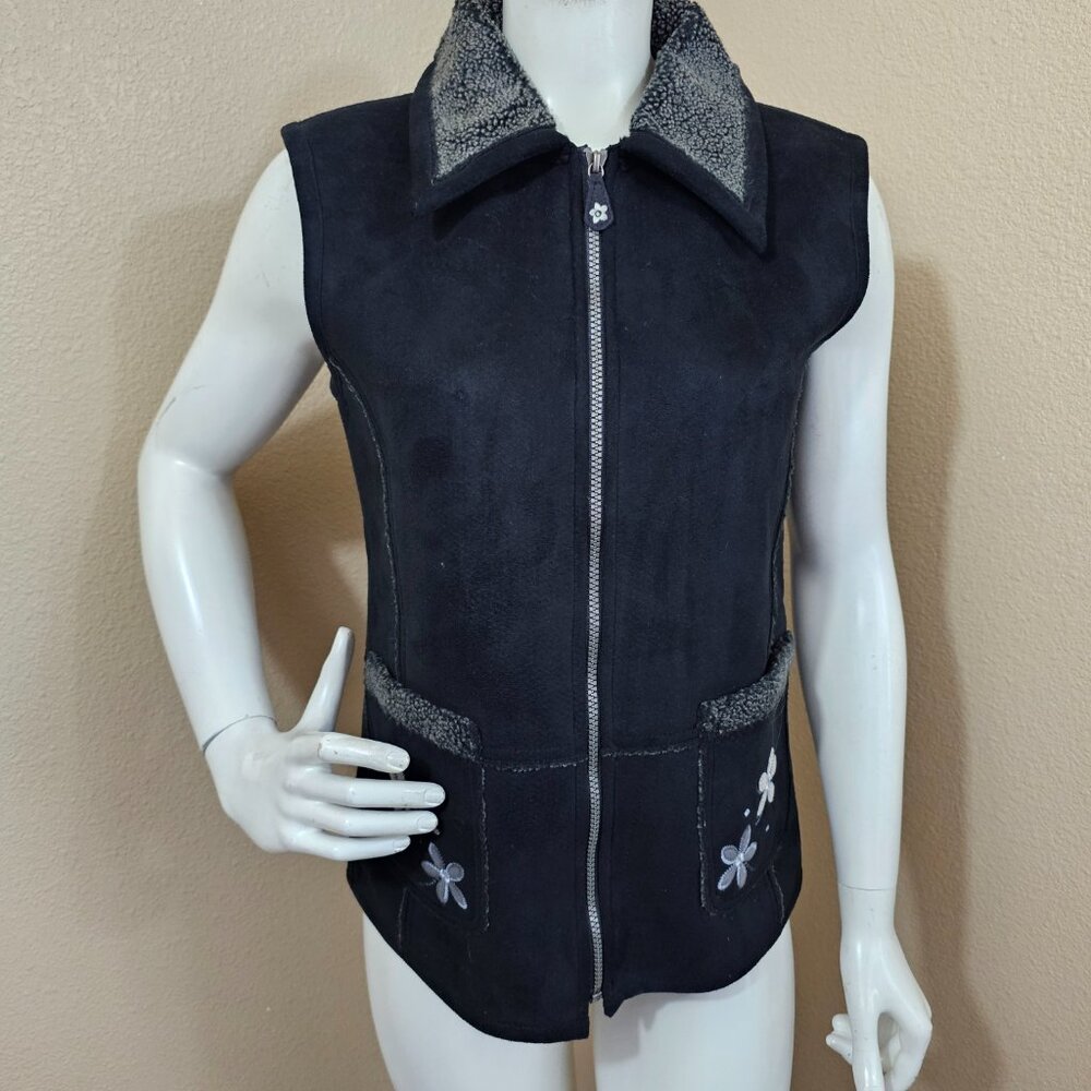 CABELA'S Suede Floral Zip Front Vest~Size S